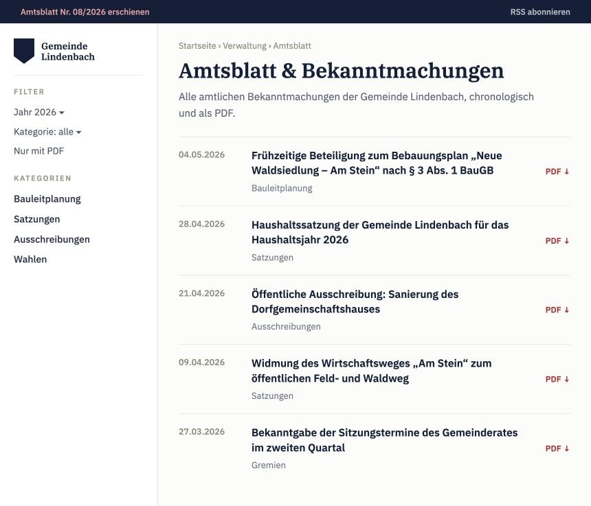 Inhaltsseite Amtsblatt-Archiv