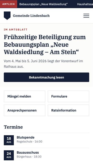 Mobile Ansicht des Layouts Amtsblatt