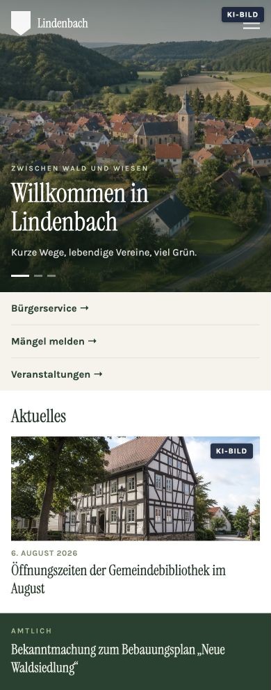 Mobile Ansicht des Layouts Ortsbild
