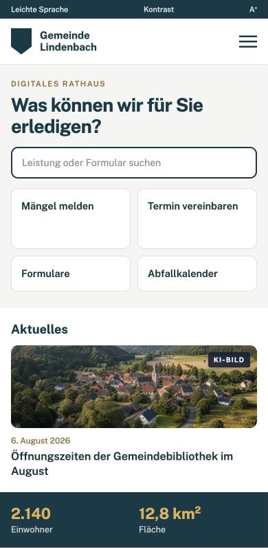 Mobile Ansicht des Layouts Service zuerst
