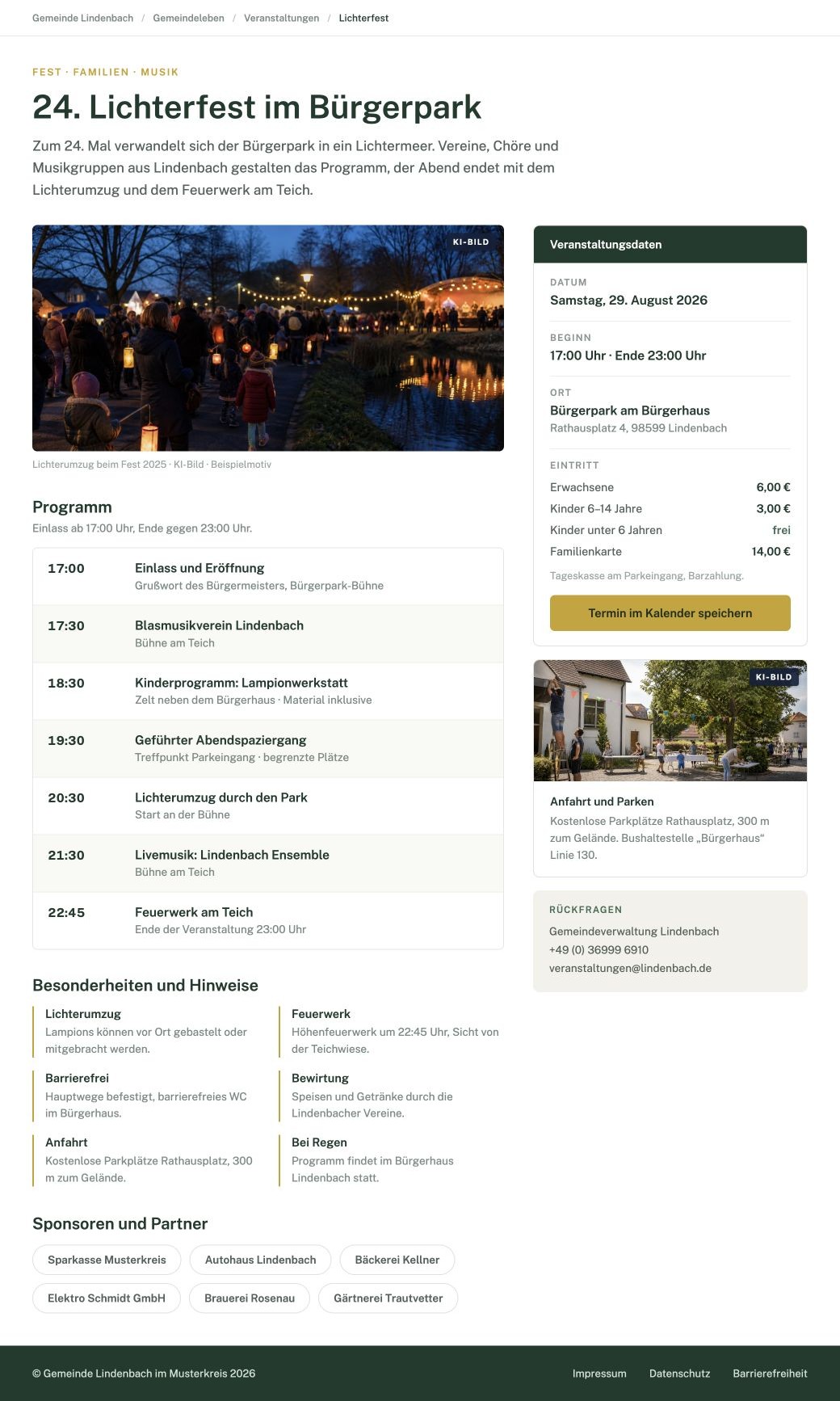 Veranstaltungs-Onepager im Layout Faktenkarte